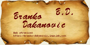 Branko Dakanović vizit kartica